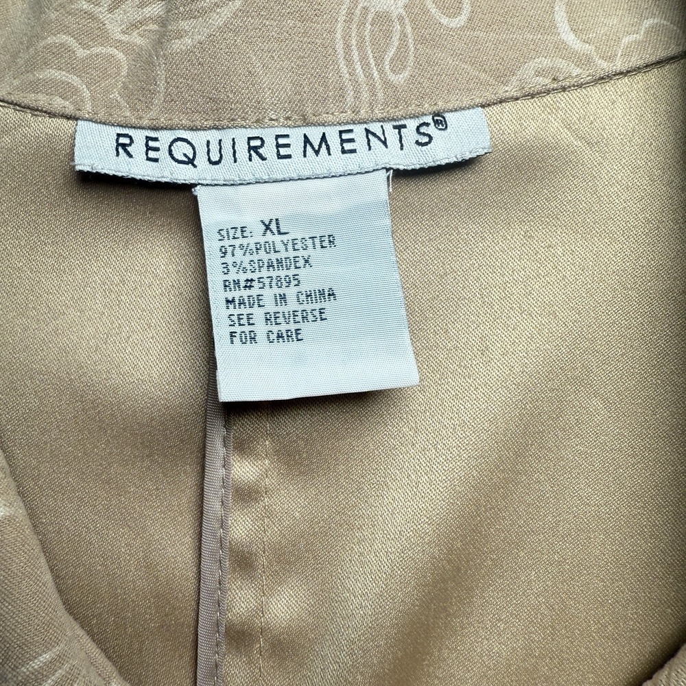 Requirements Women XL Beige Textured Open Front Blazer Faux Suede Floral Pockets - Picture 6 of 9